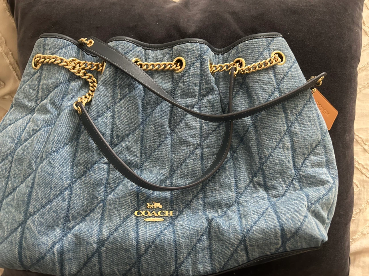 Coach Quilted Denim Bucket Bag