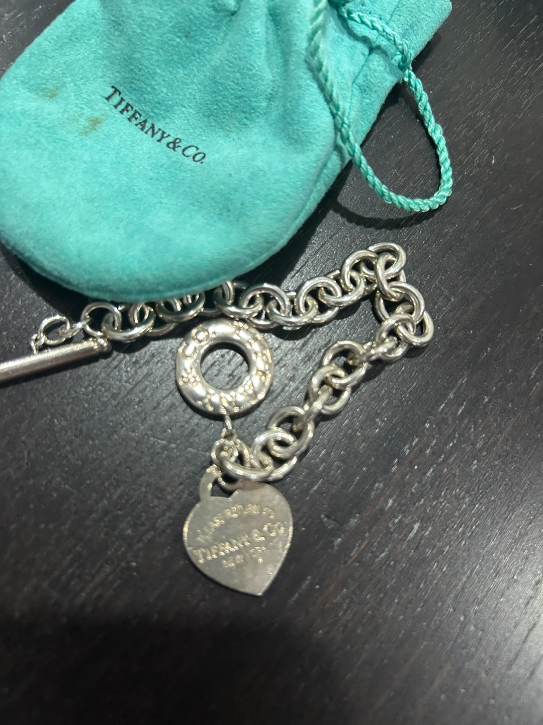Tiffany & Co. Sterling Silver Toggle Bracelet with Heart Charm
