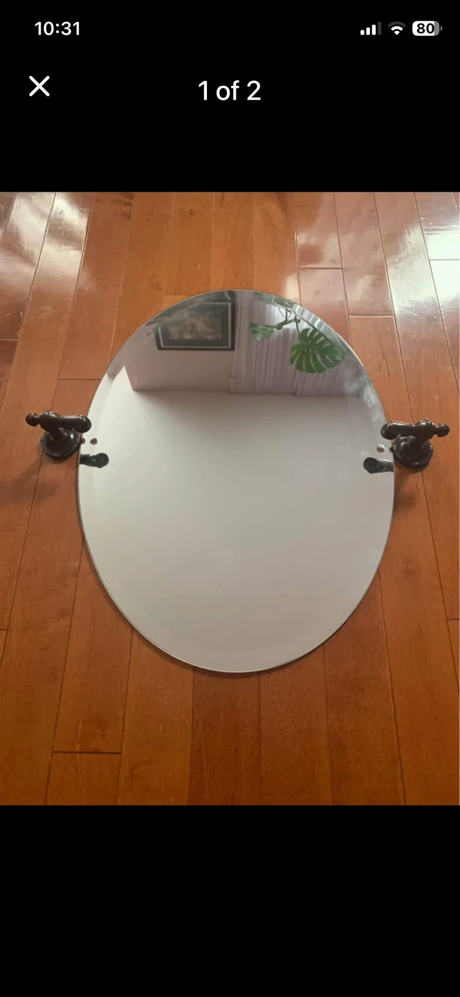 Oval Bathroom Mirror with Decorative Handles