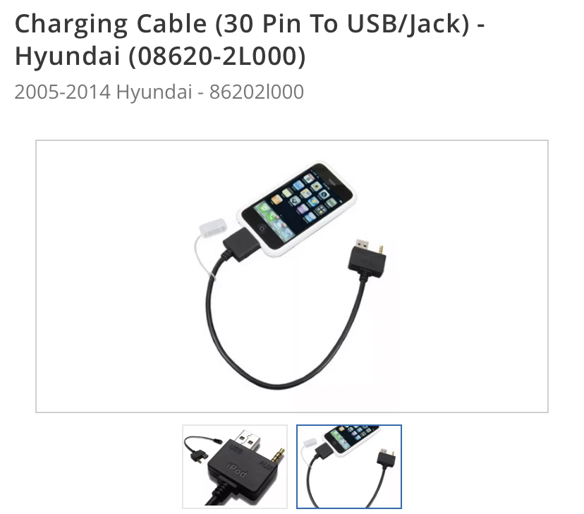 Hyundai 30 Pin To USB/Jack Charging Cable - photo 2