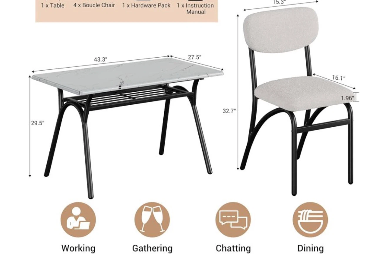 Red Barrel Studio Rectangular Dining Table Set with 4 Chairs - photo 3