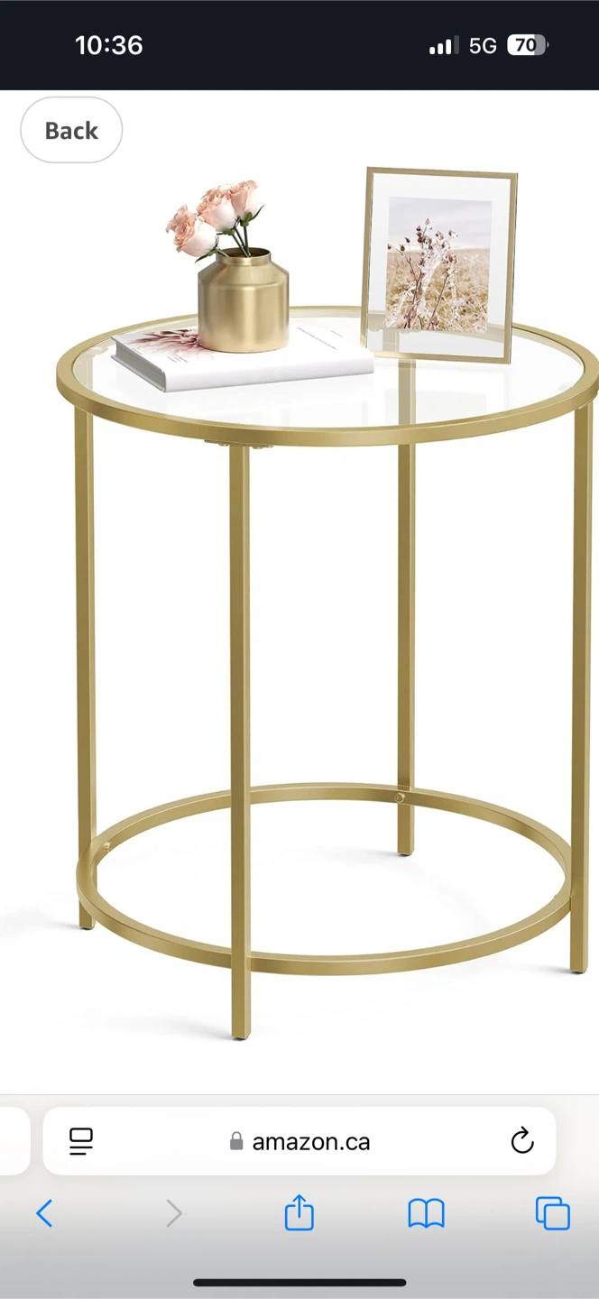 VASAGLE Gold Side Table LGT20G