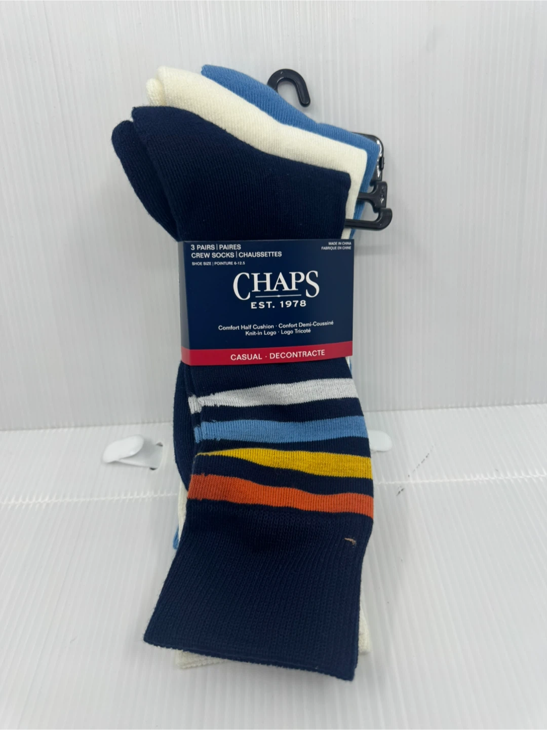 Chaps Crew Socks - 3 Pairs - Shoe Size 6-12.5