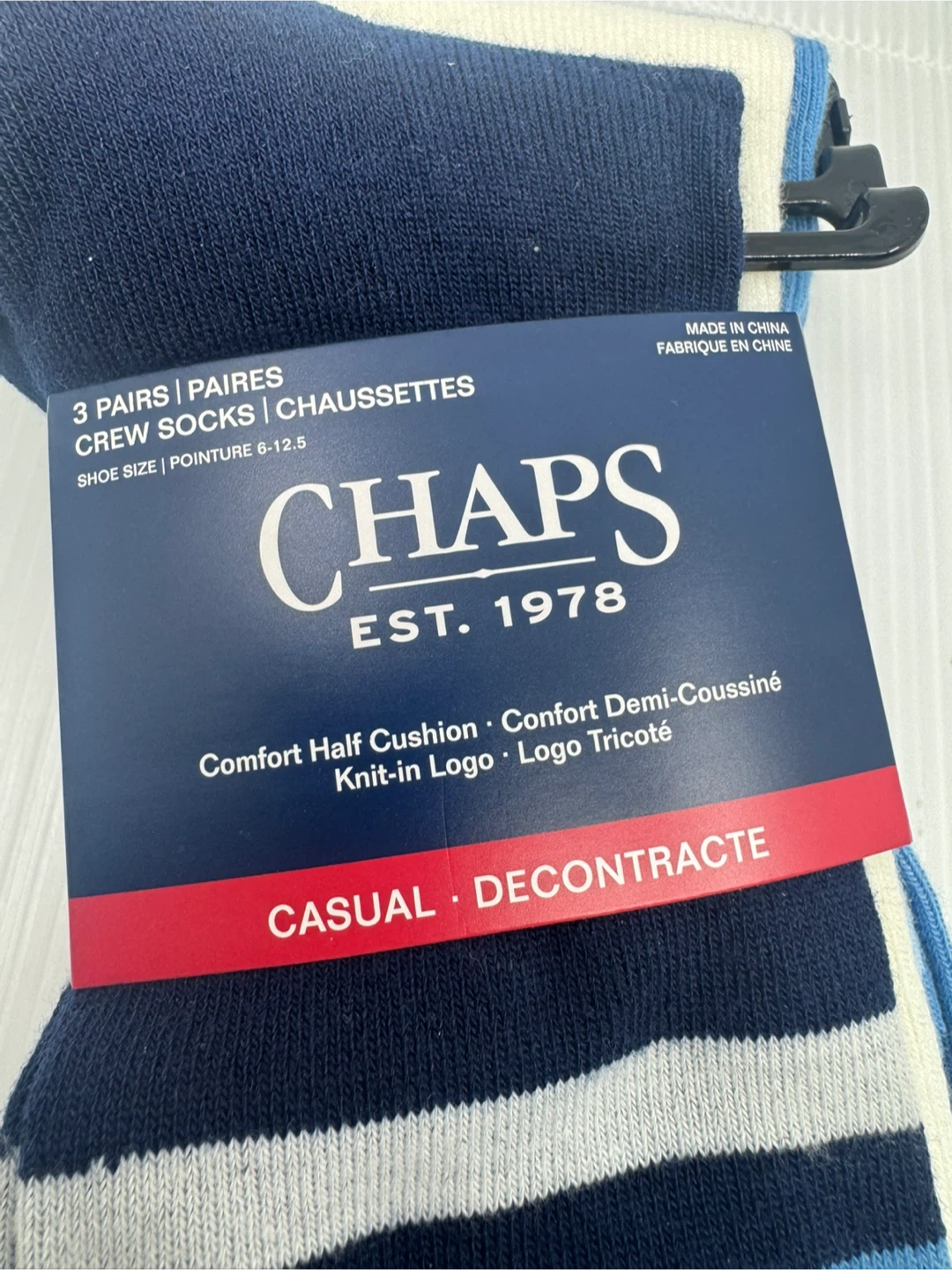 Chaps Crew Socks - 3 Pairs - Shoe Size 6-12.5 - photo 5