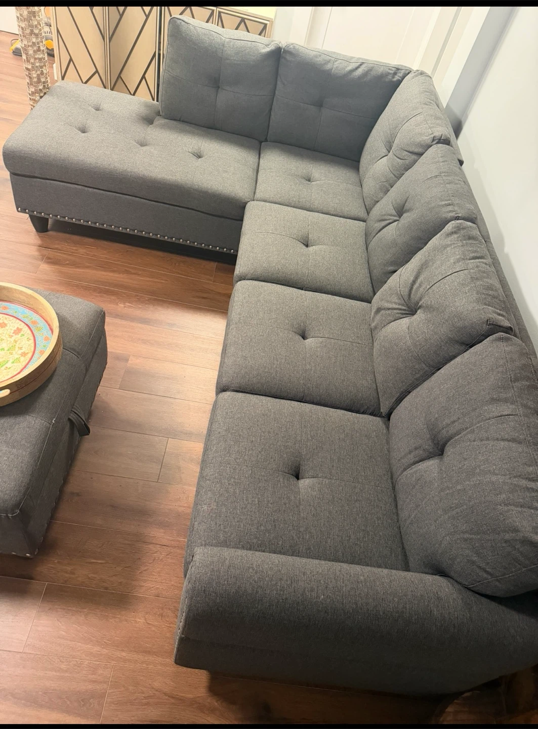 Grey Sectional Sofa with Ottoman