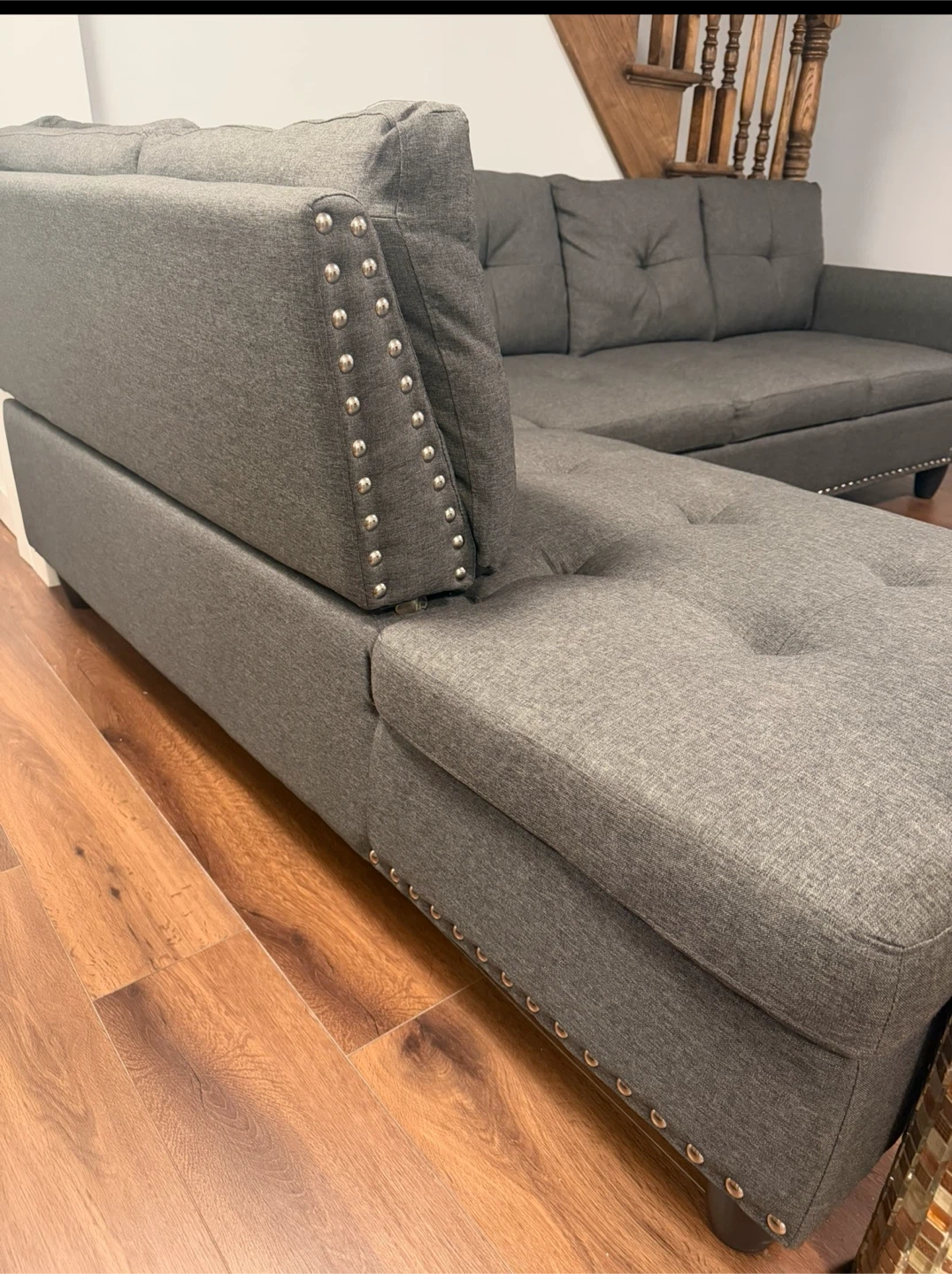 Grey Sectional Sofa with Ottoman - photo 3
