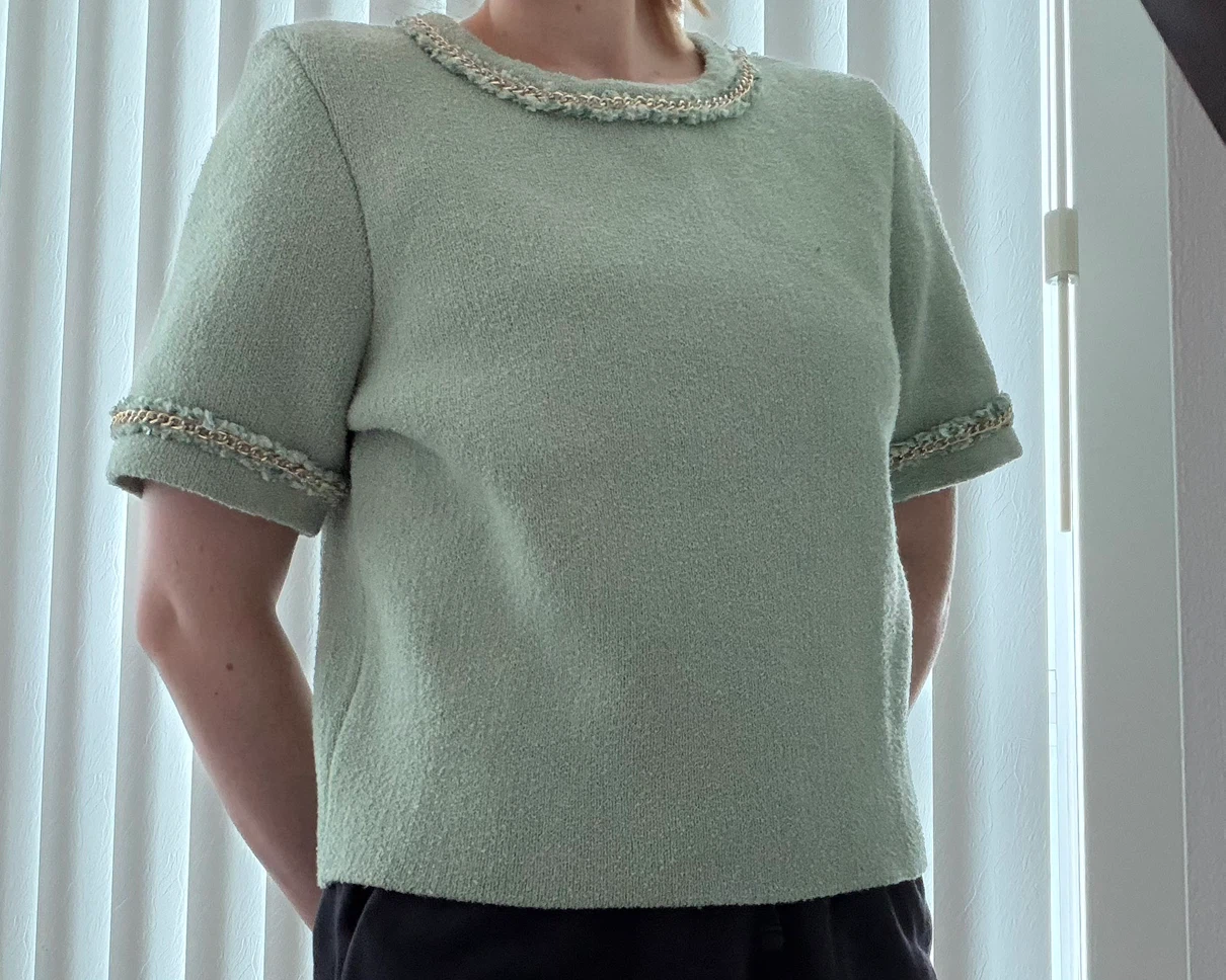 Endless Rose Sage Green Chain-Trim Top – Size L