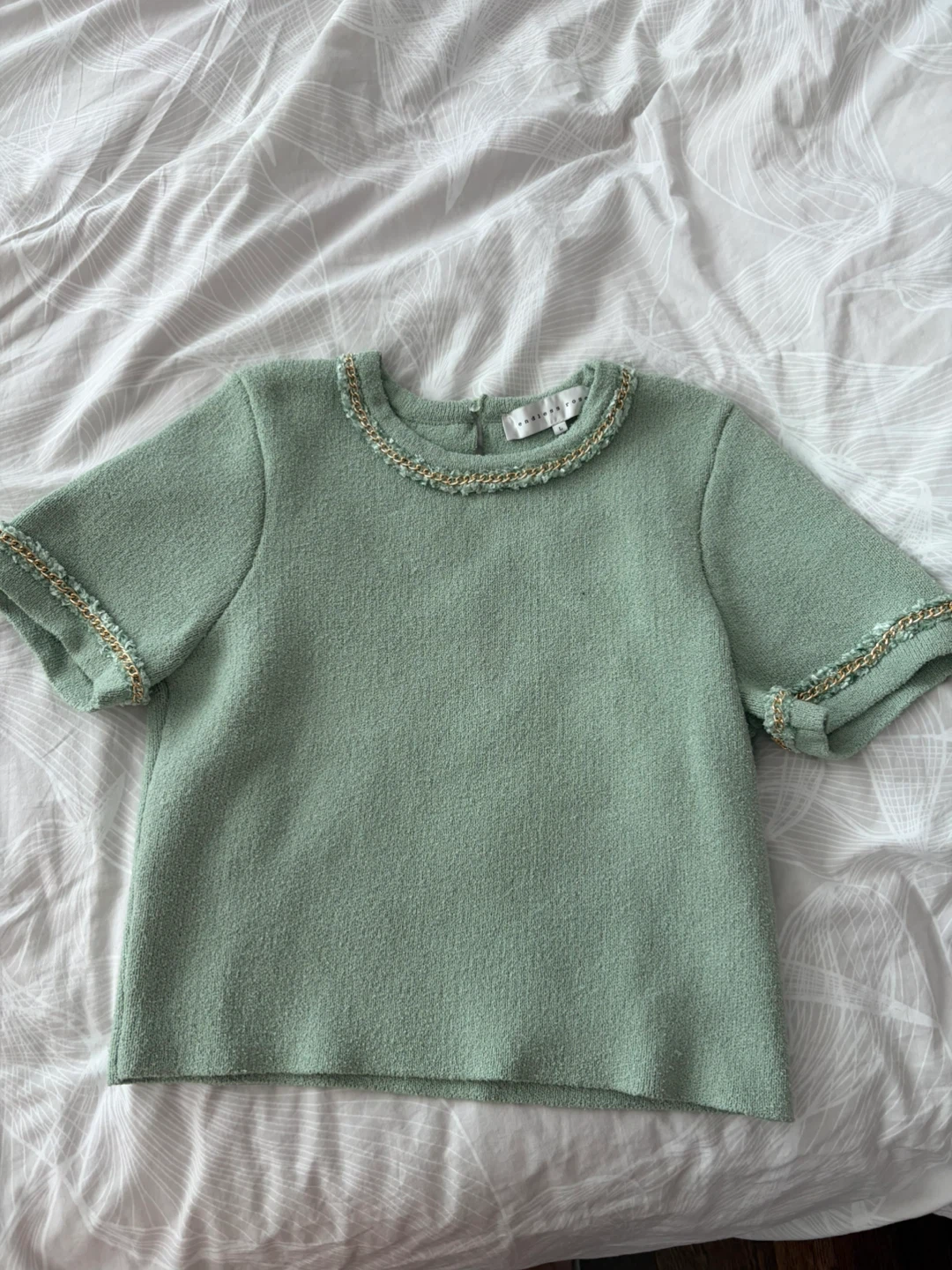 Endless Rose Sage Green Chain-Trim Top – Size L - photo 3