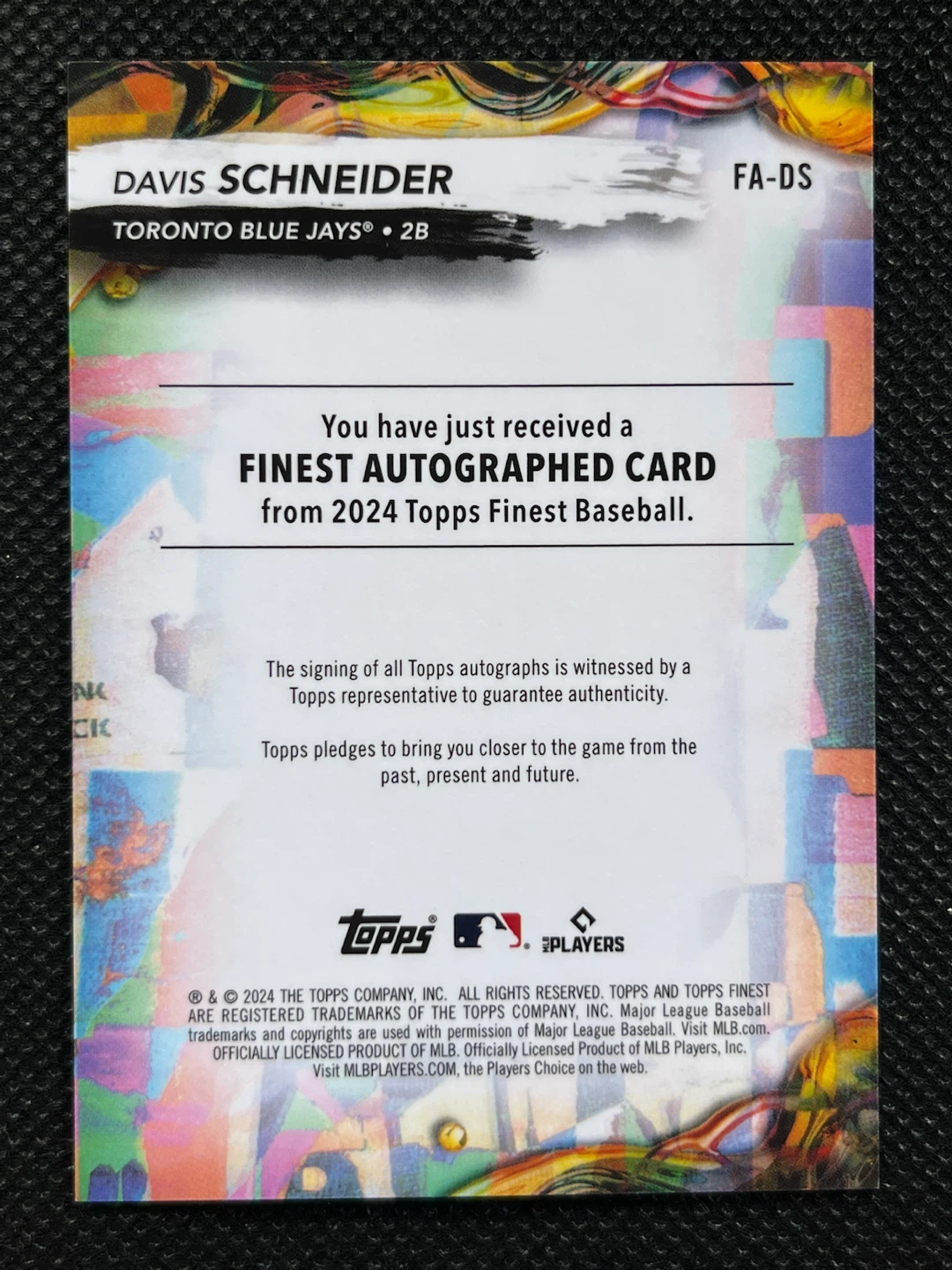 2024 Topps Finest Davis Schneider Auto RC Gold 49/50 - photo 2
