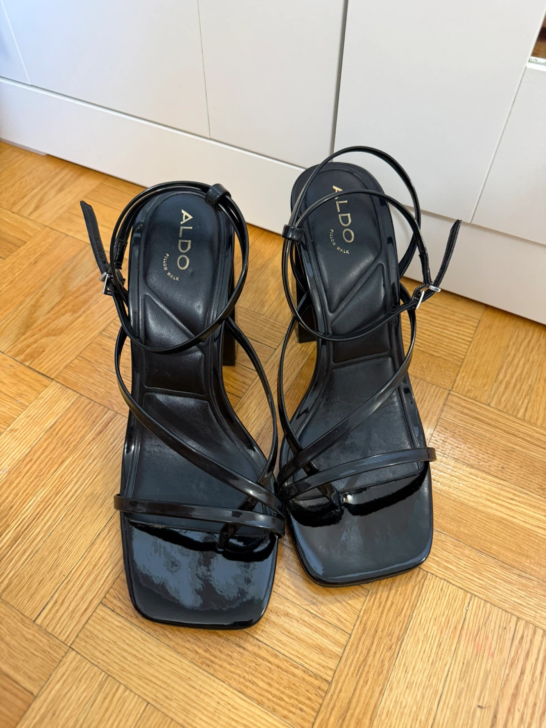 ALDO Black Strappy Block Heel Sandals Size 8.5