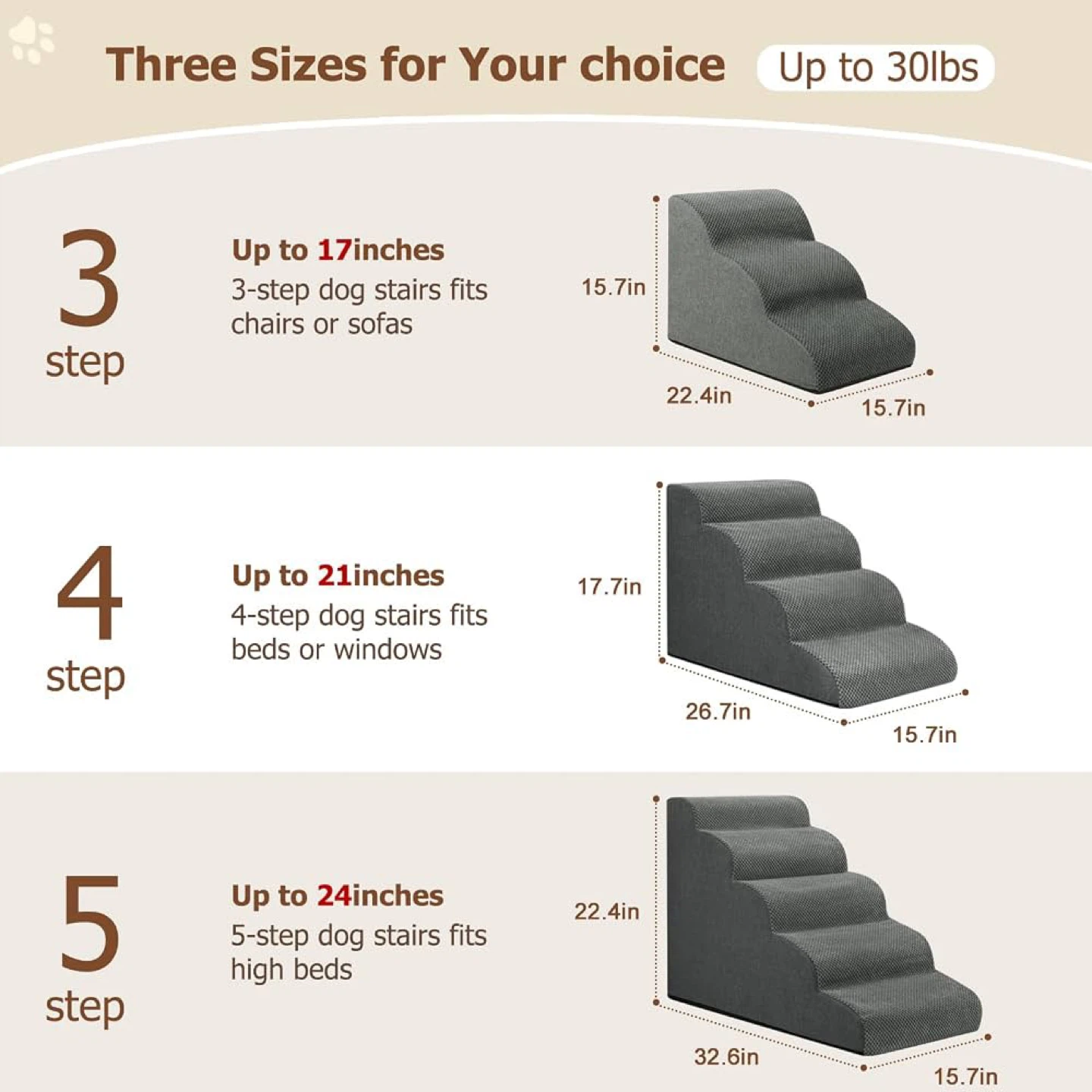 Aodisman 3 Tier Dog Stairs - grey - photo 4