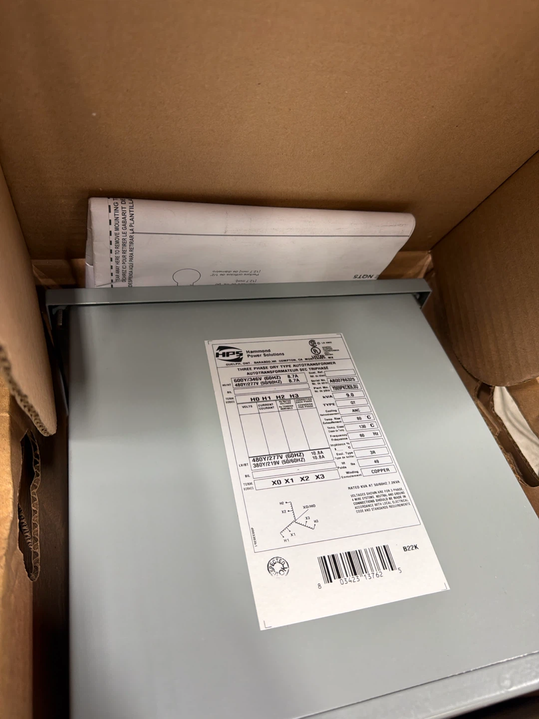 Autotransformer 600V/346V (60Hz) 8.7A. 480V/277V (60Hz) - photo 2