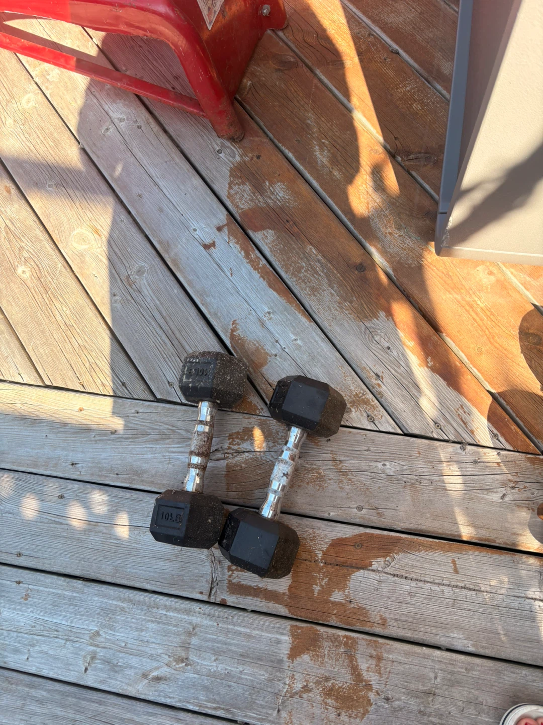 Two 10.5 km Hex Dumbbells
