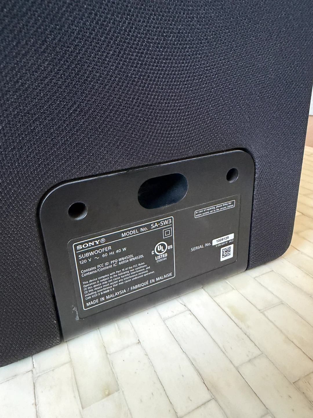Sony SA-SW3 200W Wireless Subwoofer - photo 3