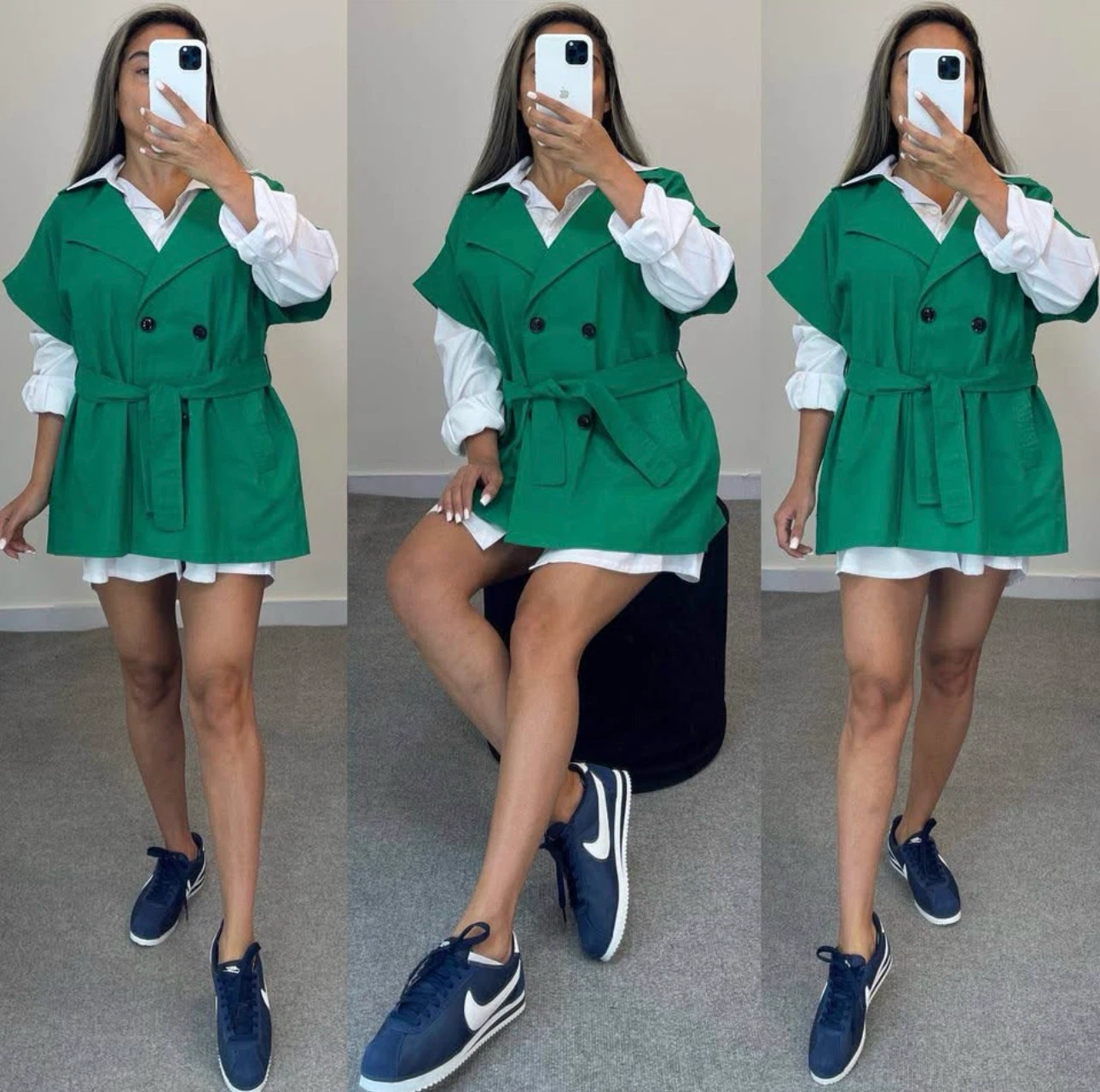 Women's Green & Purple Short Sleeve Double-Breasted Vest - photo 5