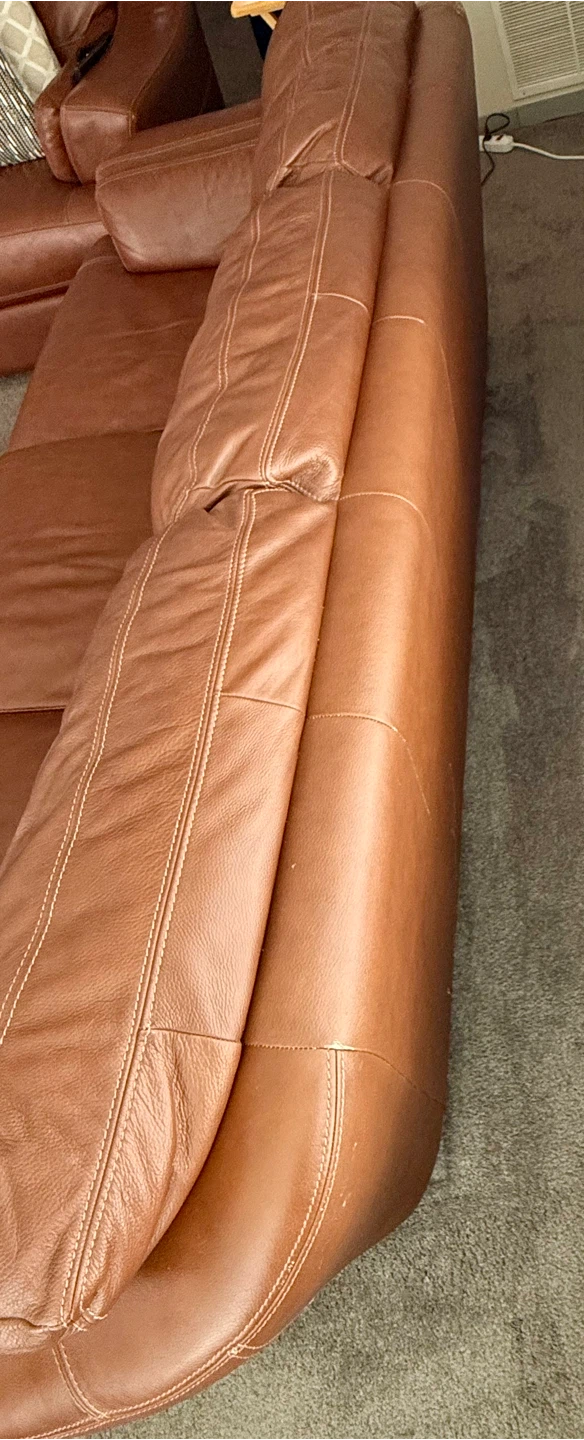 Brown Leather Sofa - photo 3