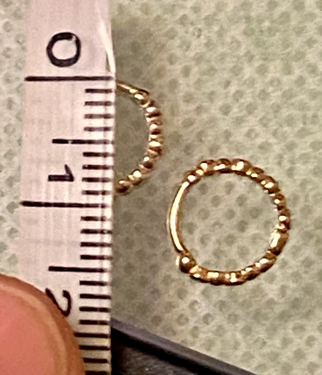 9K Gold Beaded Hoop Earrings with Diamonds - photo 5