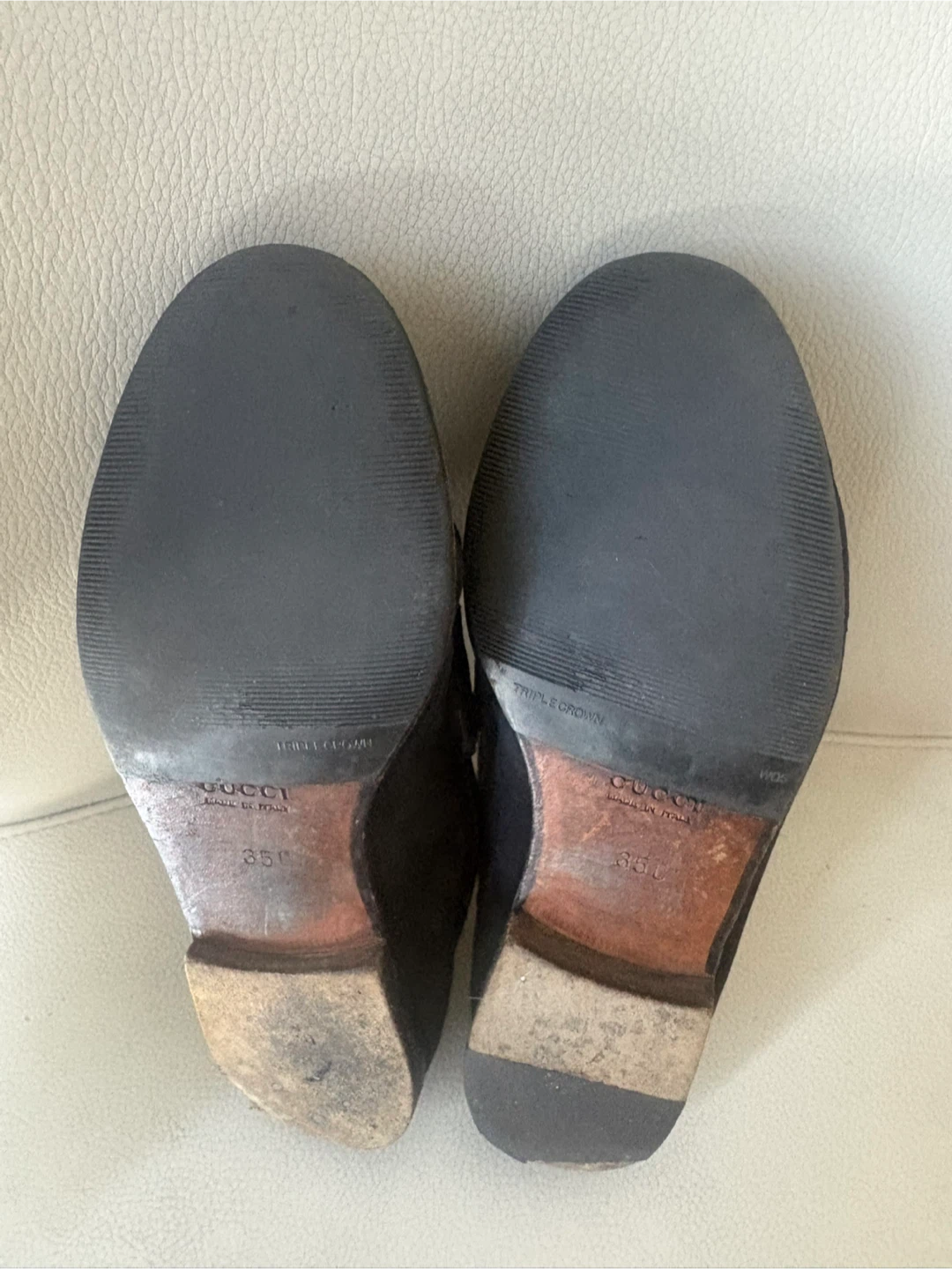 Authentic GUCCI Leather Loafers Black 35C (US 5.5 / UK 2.5) Used - photo 3