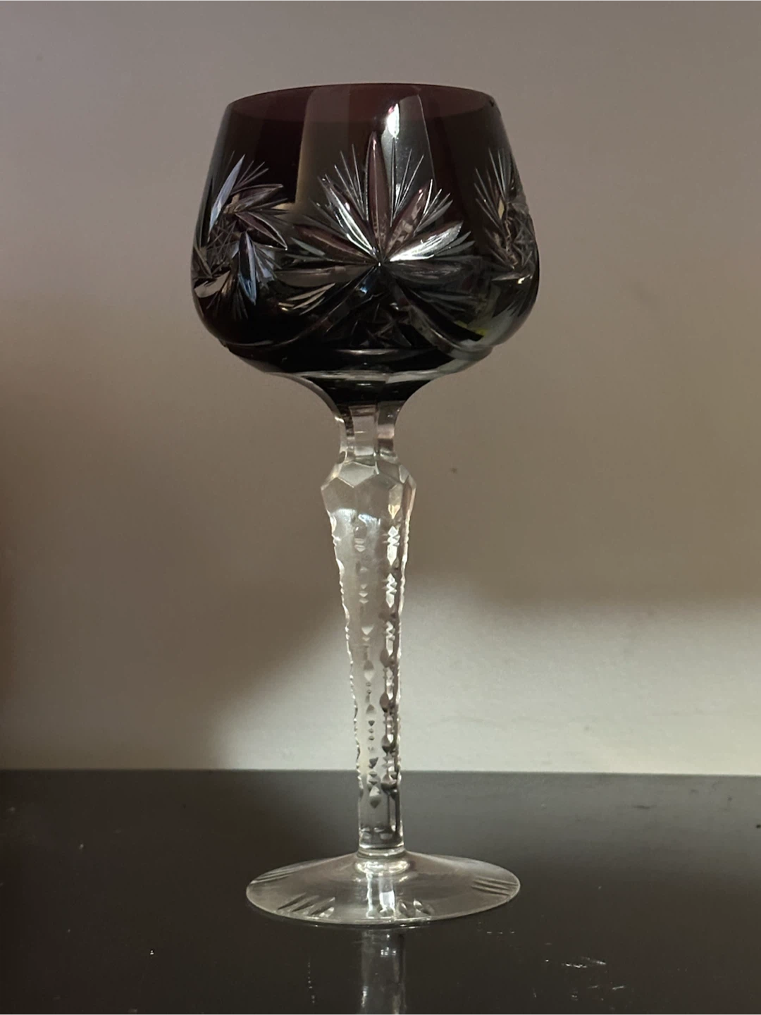 Vintage Lausitzer Amethyst Cut to Clear Glass