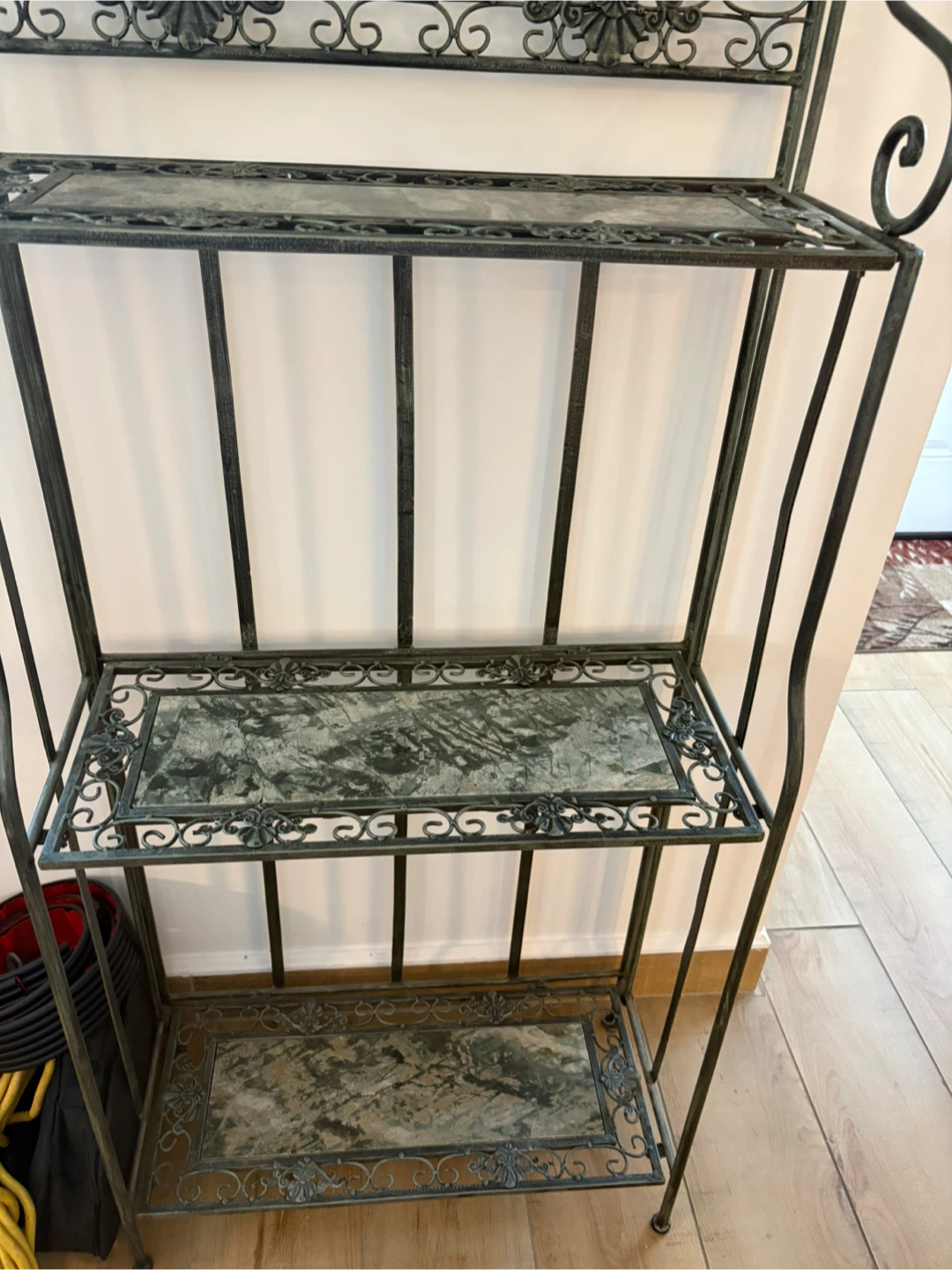 Wrought Iron Bakers Rack with Marble Shelves - photo 2