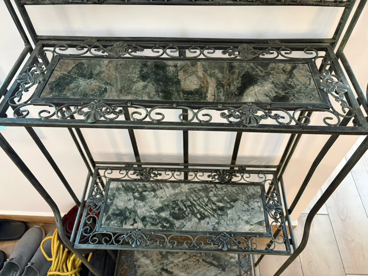 Wrought Iron Bakers Rack with Marble Shelves - photo 3