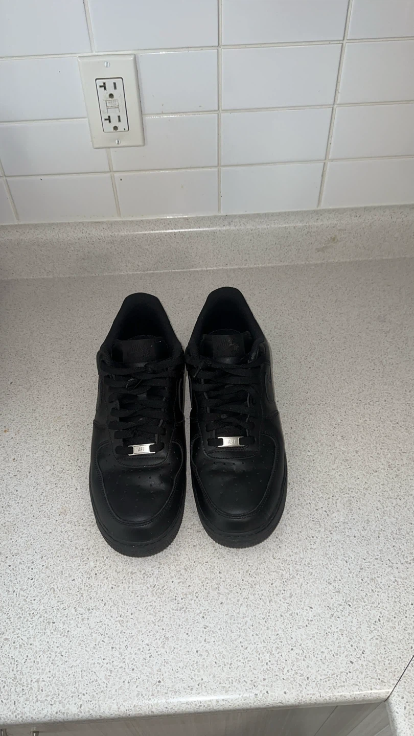 Nike Air Force 1 Low Black Leather Men's Shoes