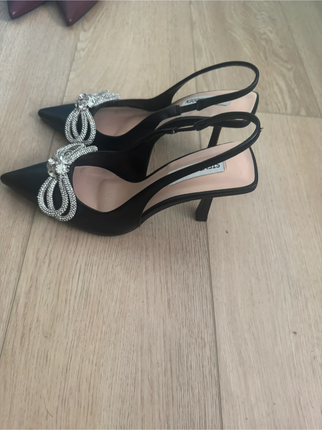 Steve Madden Black Slingback Heels with Bow Detail