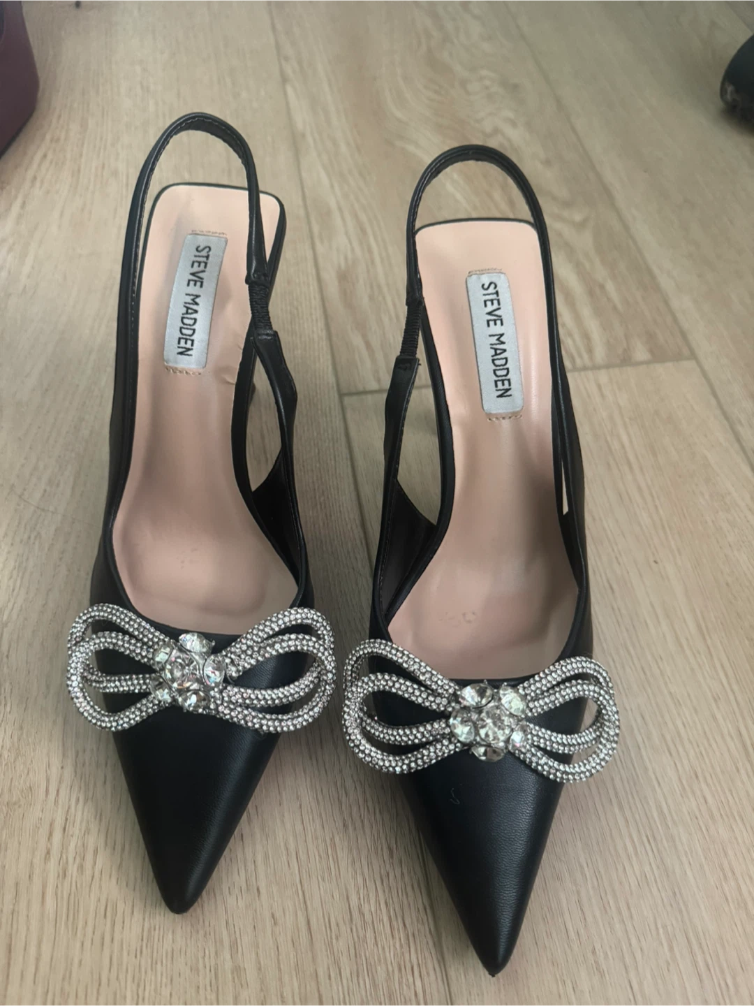 Steve Madden Black Slingback Heels with Bow Detail - photo 2