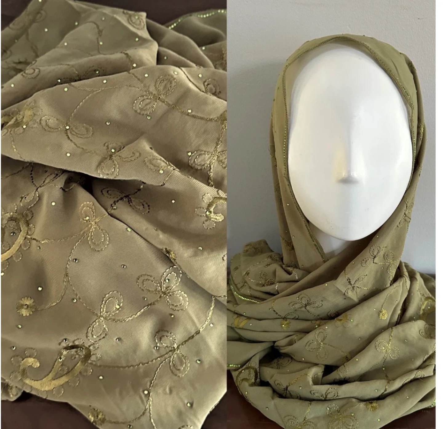 Embellished Hijab Scarf - New - $15