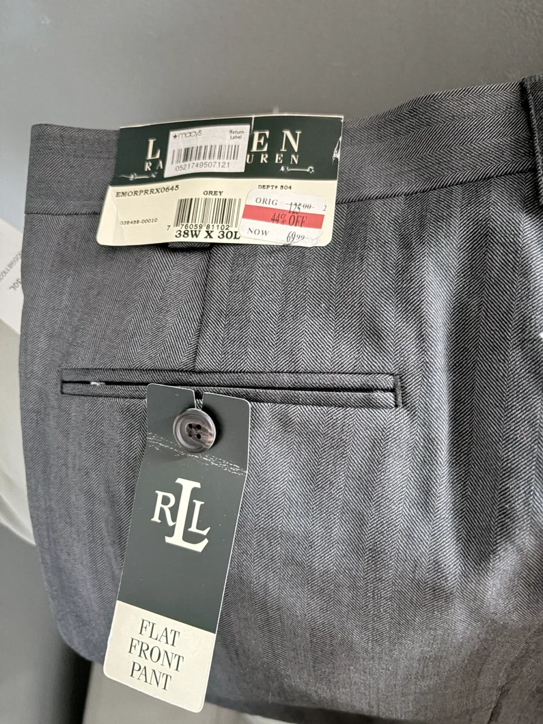 Lauren Ralph Lauren Flat Front Pants - Grey 38W x 30L - photo 4
