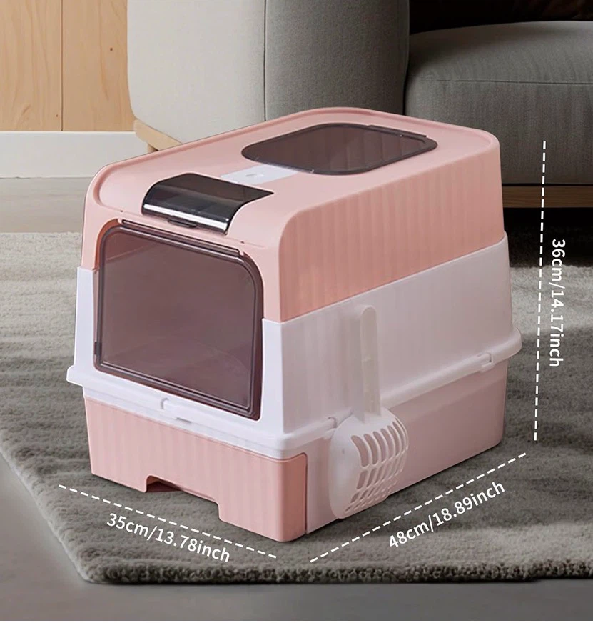 Pink & White Enclosed Litter Box with Scoop - photo 2