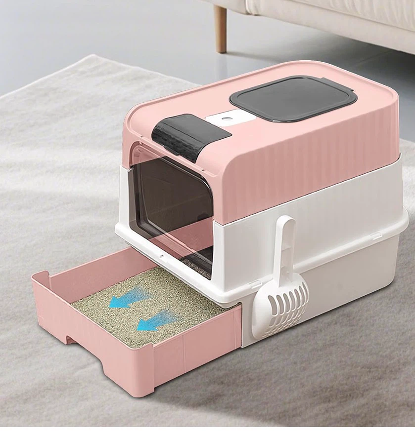 Pink & White Enclosed Litter Box with Scoop - photo 3