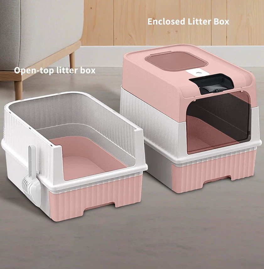 Pink & White Enclosed Litter Box with Scoop - photo 4
