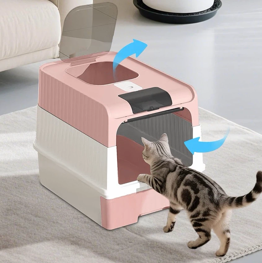 Pink & White Enclosed Litter Box with Scoop - photo 5