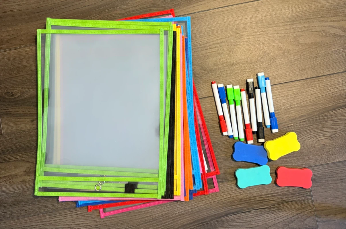 30 Pcs Reusable Dry Erase Pockets Sleeves