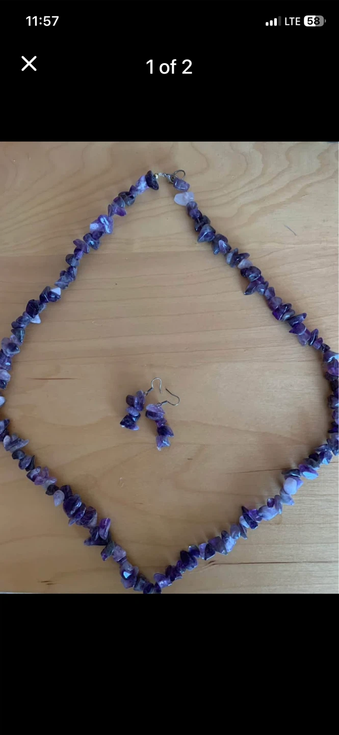 Amethyst Chip Necklace and Earring Set