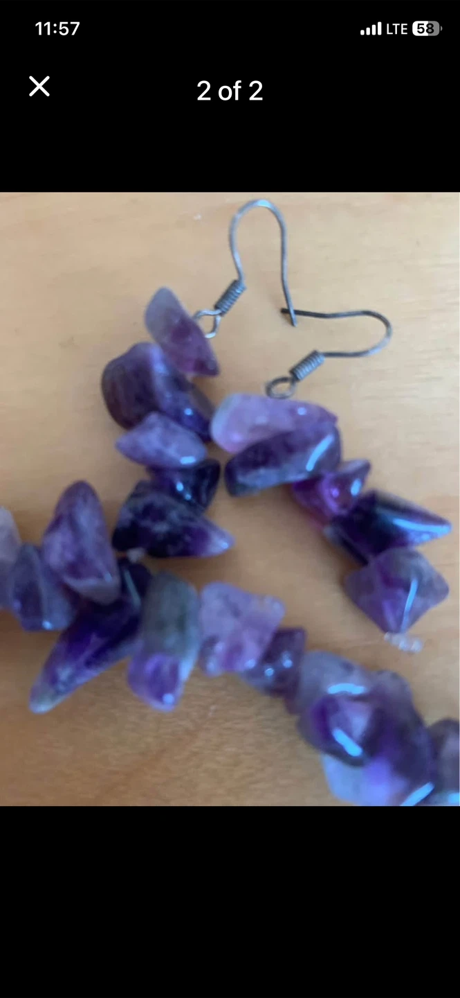 Amethyst Chip Necklace and Earring Set - photo 2