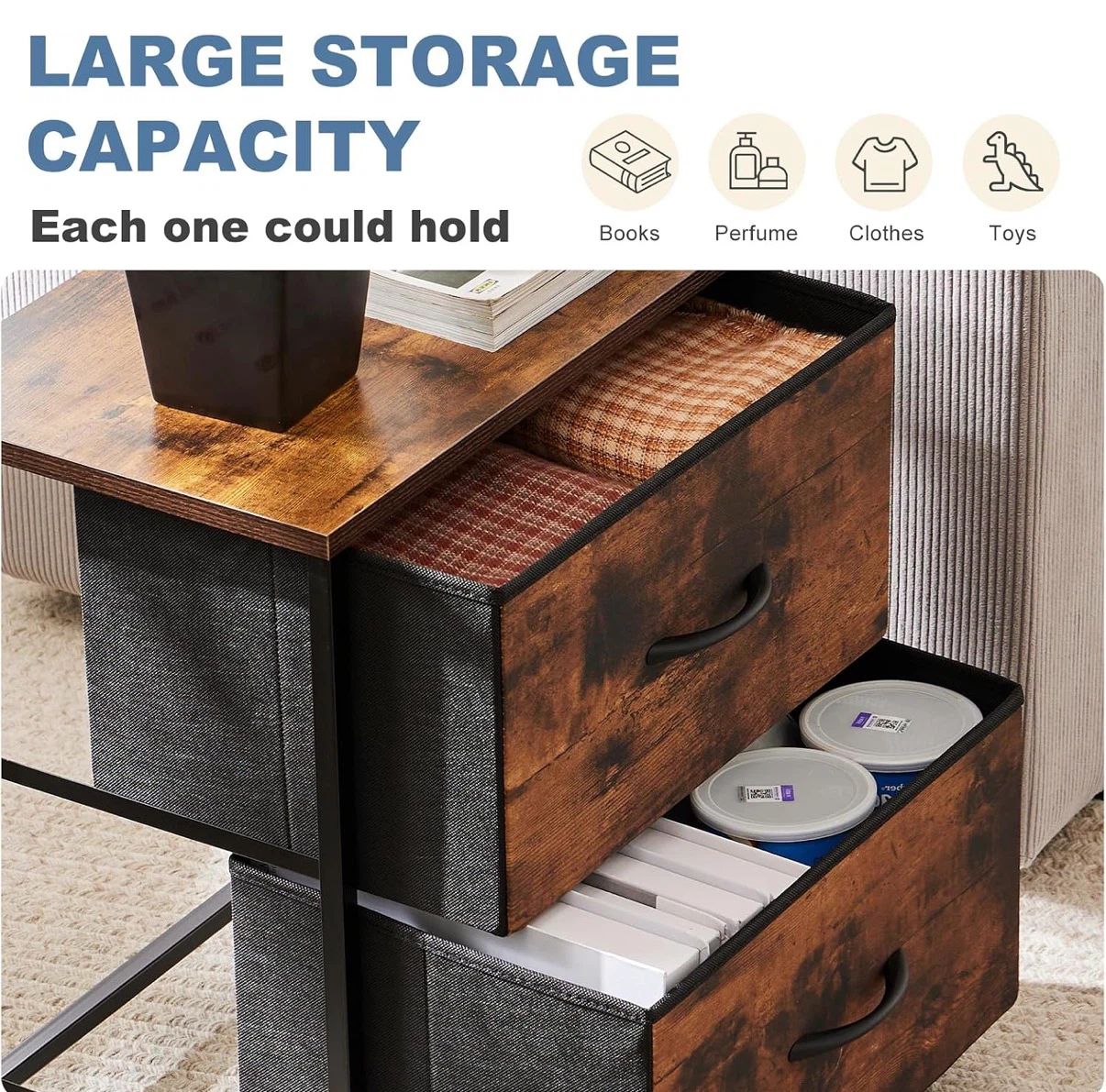 2-Drawer Fabric Dresser Nightstand - photo 3