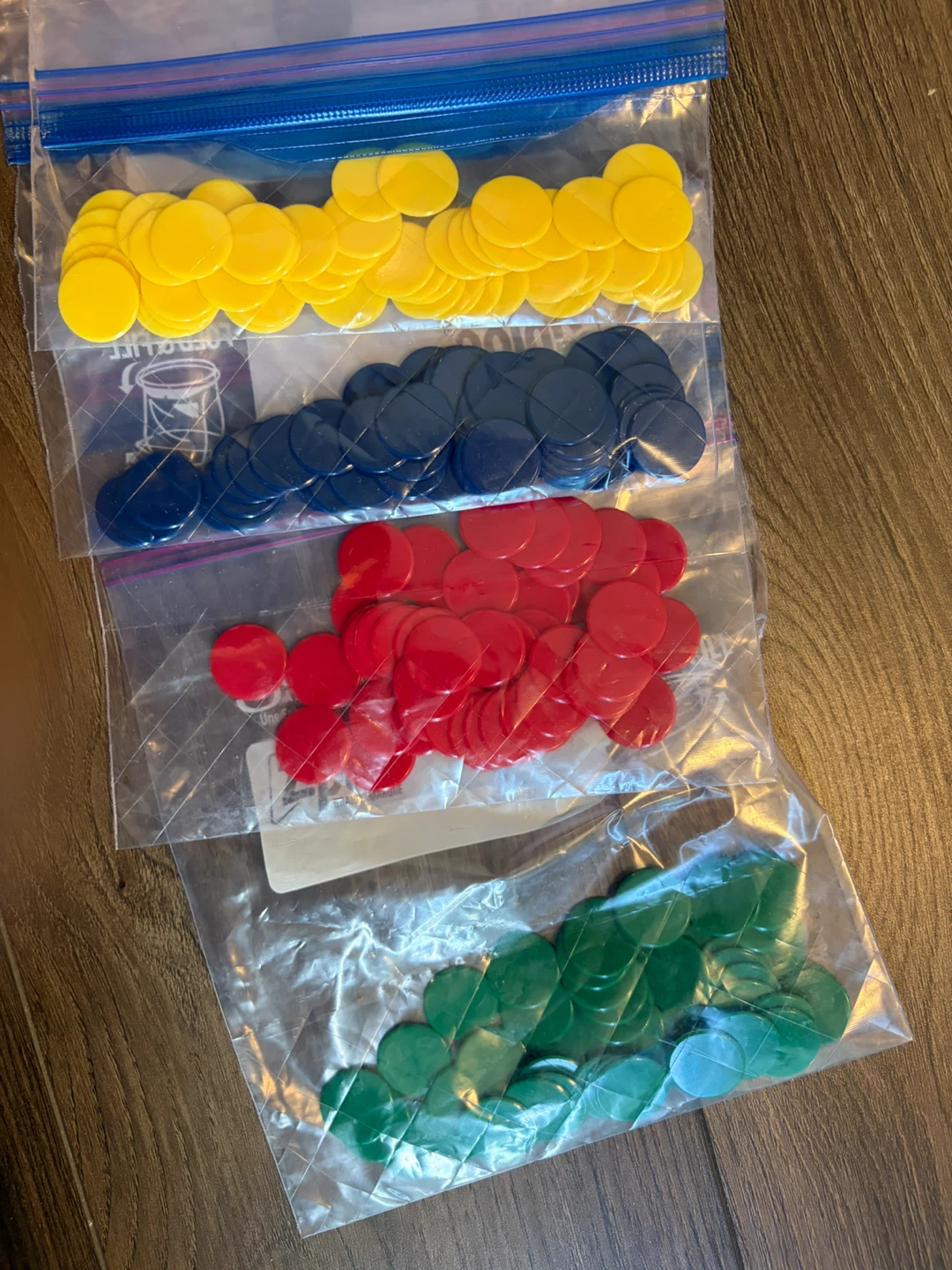 Game Counters Tokens - Red, Blue, Yellow, Green