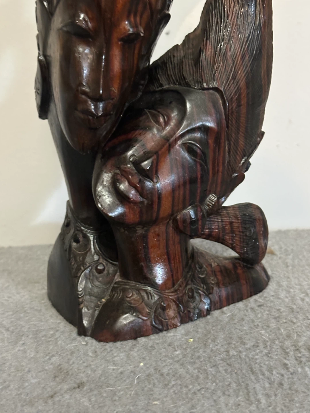 Vintage 15" Balinese Macassar Ebony Bust Sculpture - photo 4