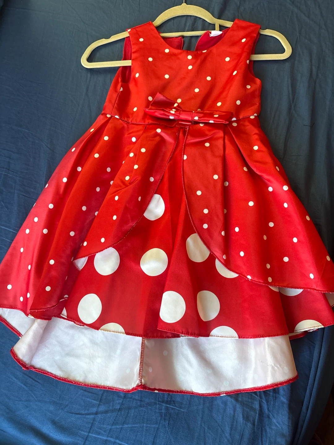 Girls Red Polka Dot Dress with Bow