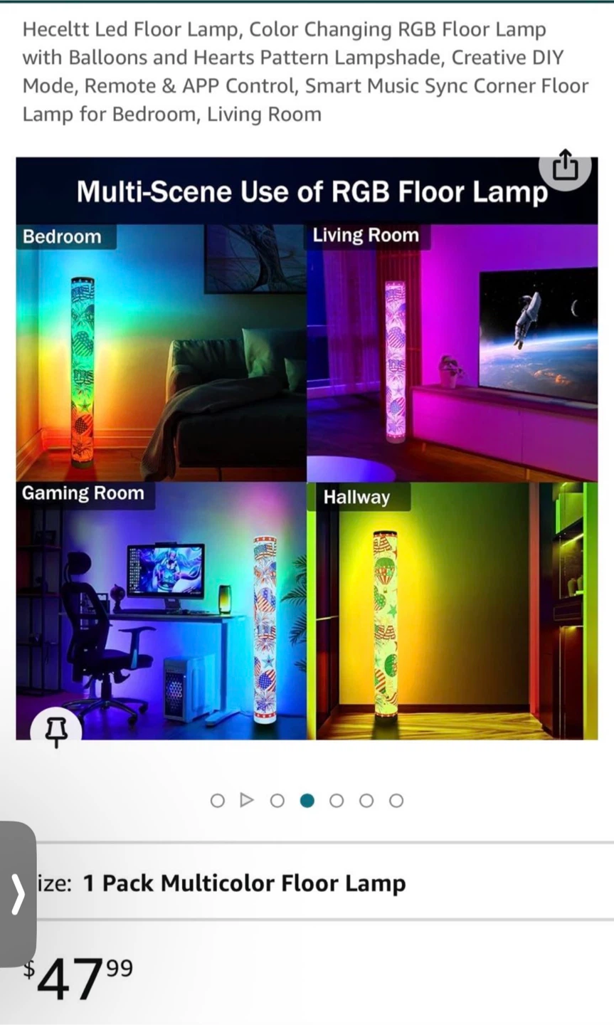 LED Floor Lamp - Color Changing RGB, Music Sync - photo 3