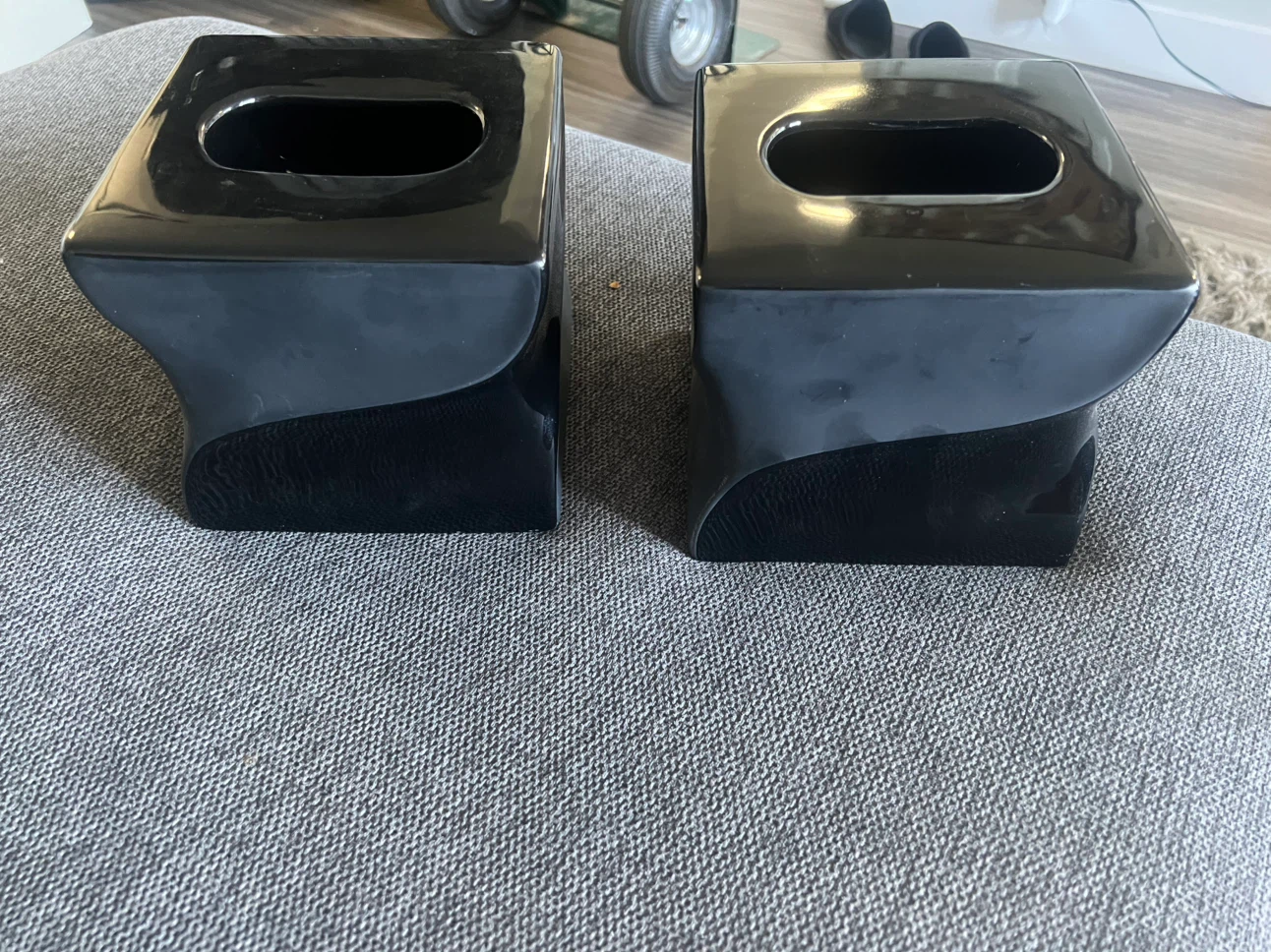 Set of 2 Black Tissue Box Covers