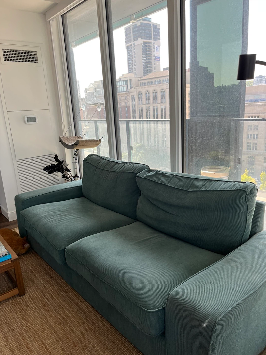 Teal Corduroy Sofa - photo 2
