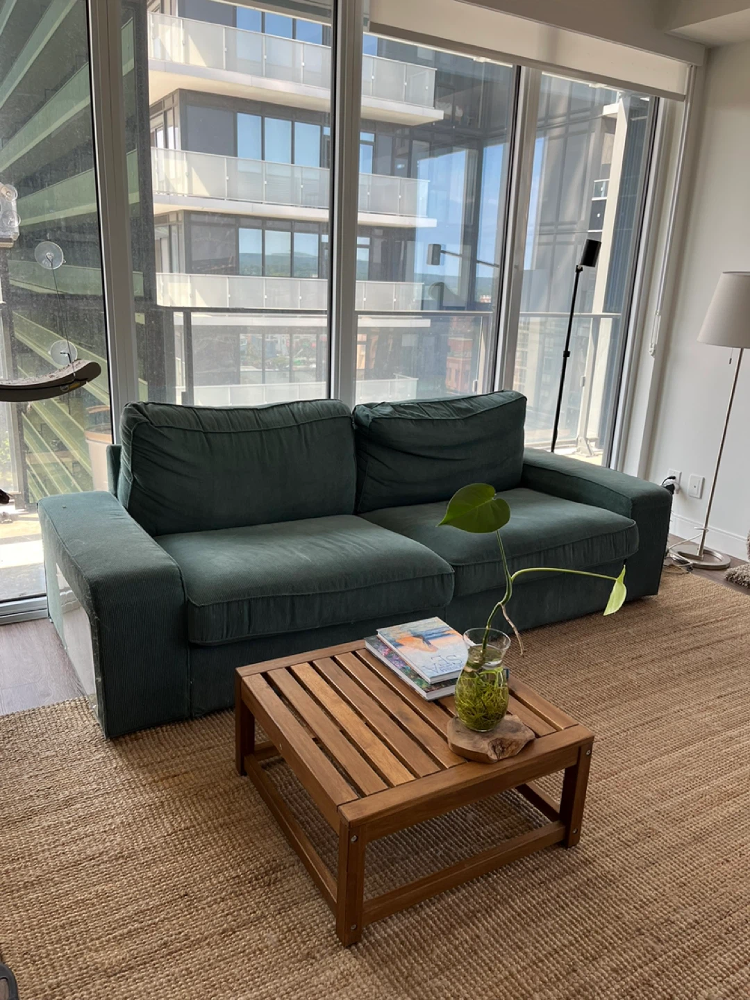 Teal Corduroy Sofa - photo 3