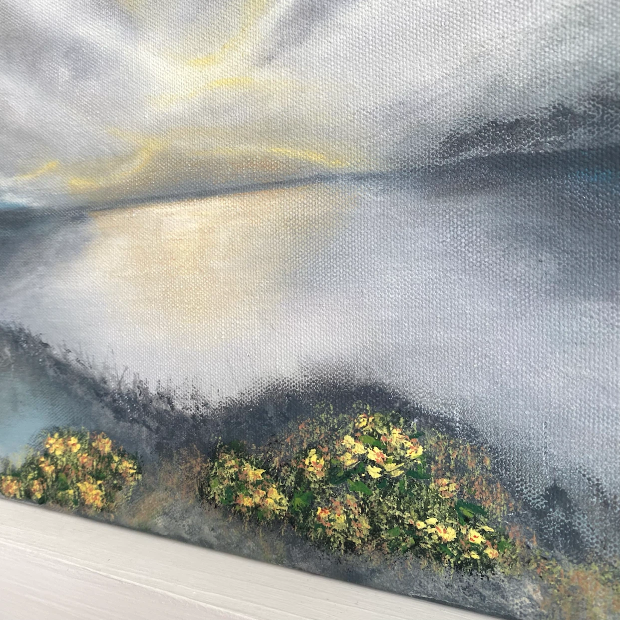 Original Fine Art Mountain Lake Sunset Contemporary painting - photo 4