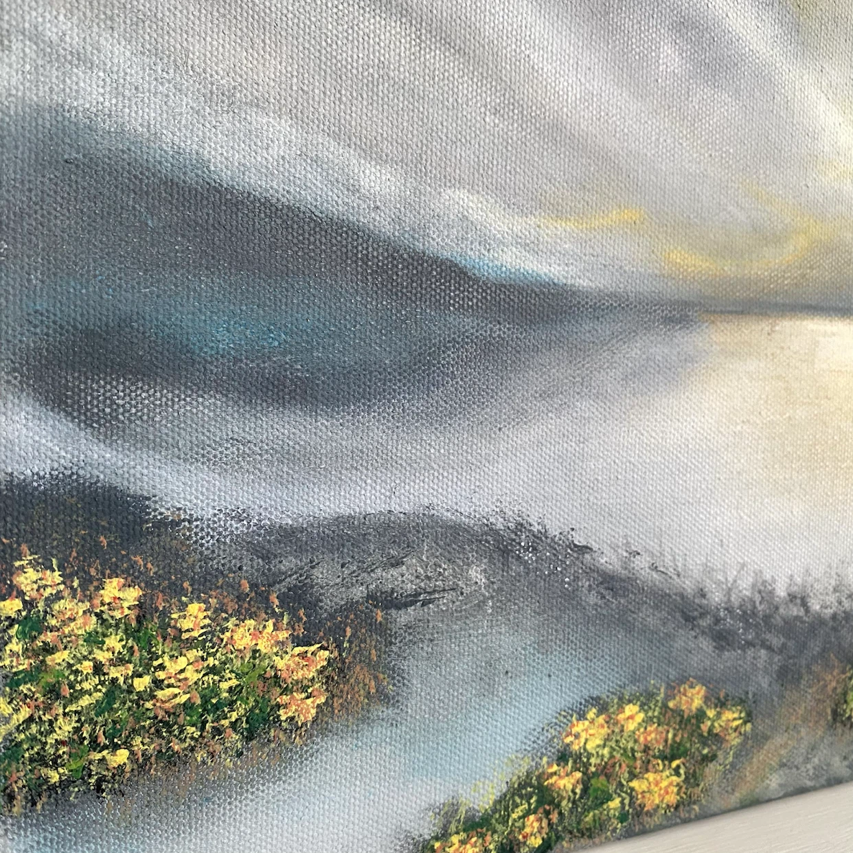 Original Fine Art Mountain Lake Sunset Contemporary painting - photo 5