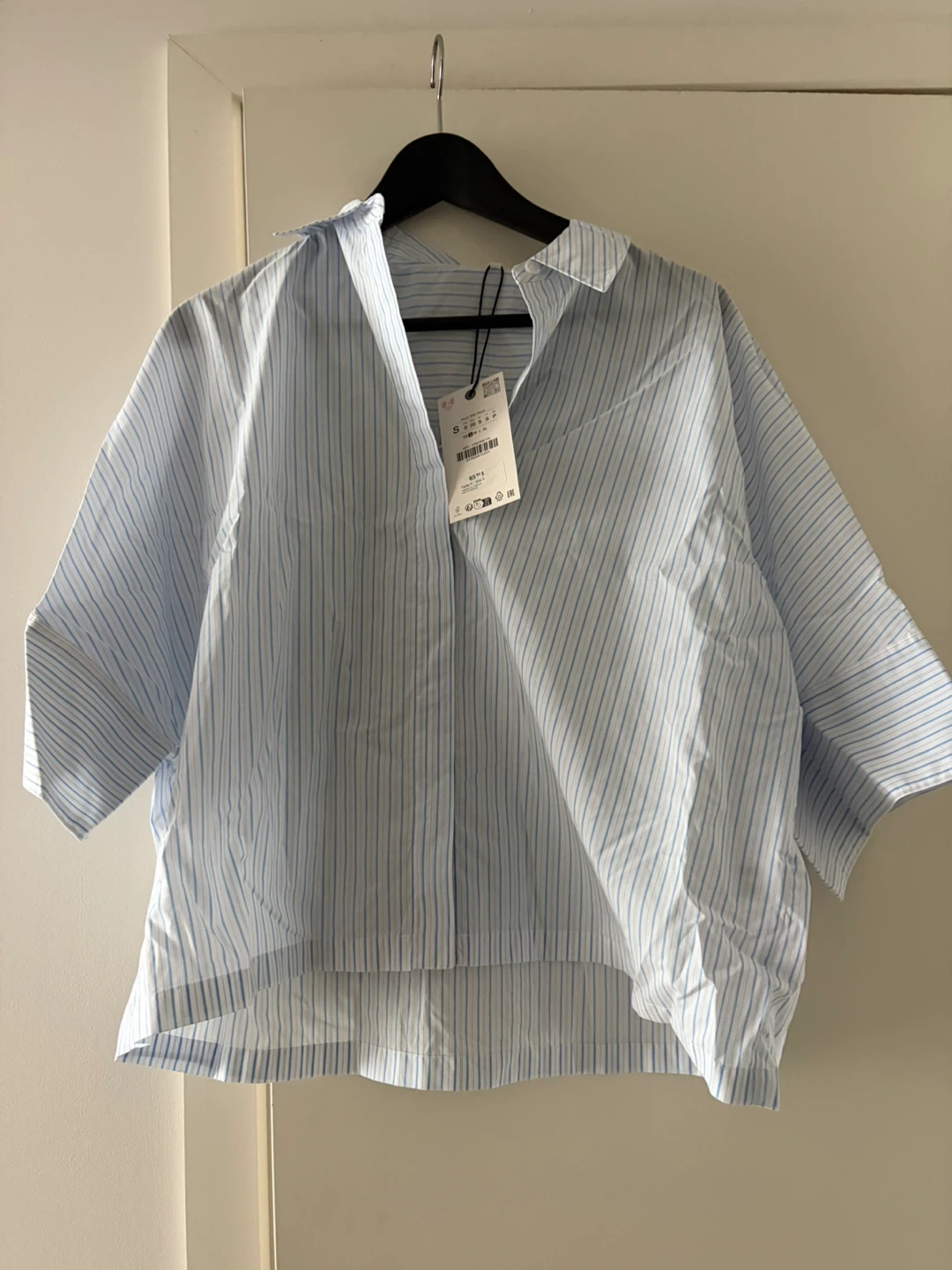 Zara Striped oversized Button-Up Blouse