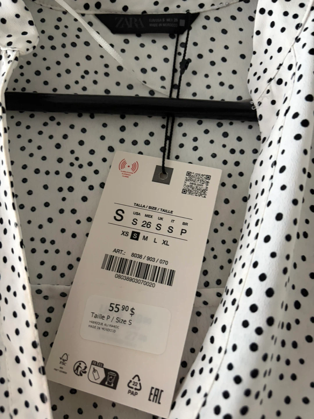 Zara Polka Dot Blouse - Size S