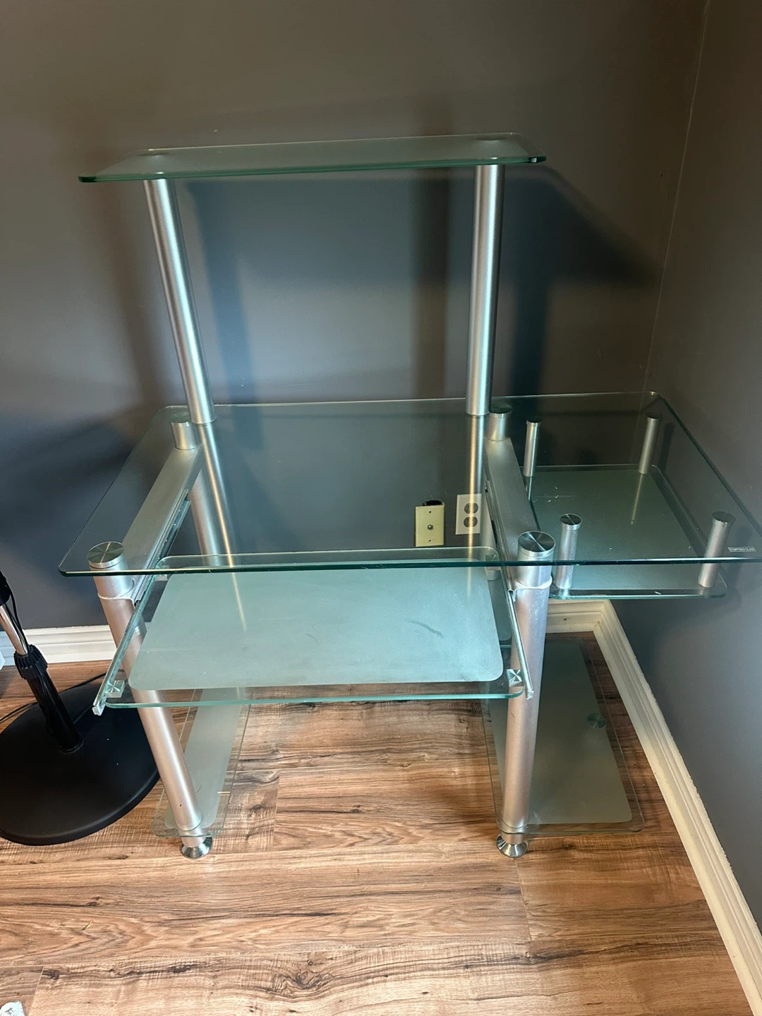 Glass and Metal Computer Desk